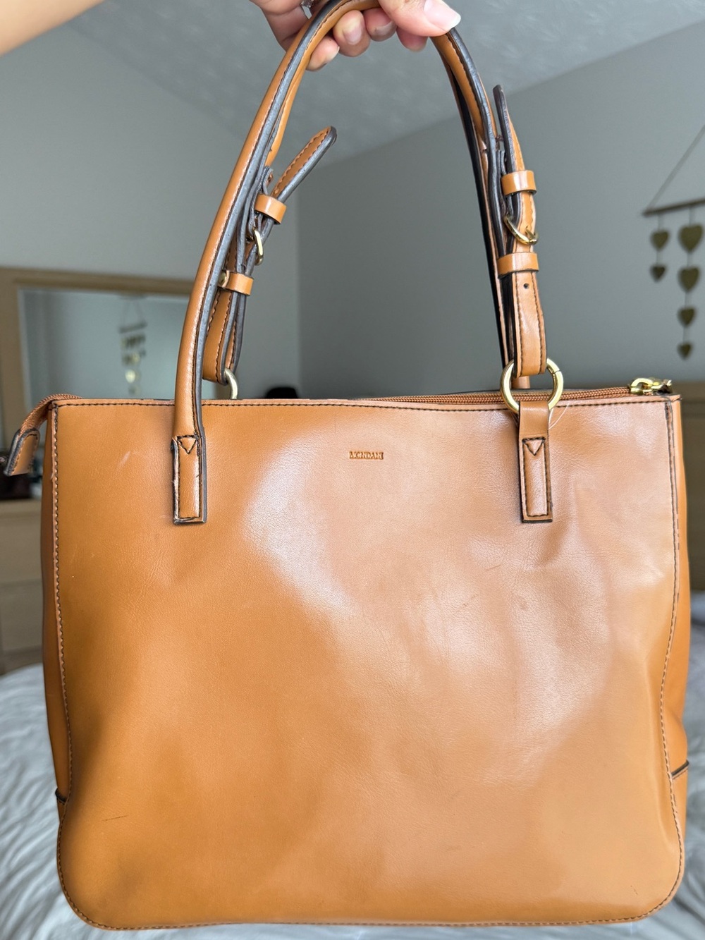 Mondani Leather Tote Handbag in Cognac Brown - Classic Women's Bag